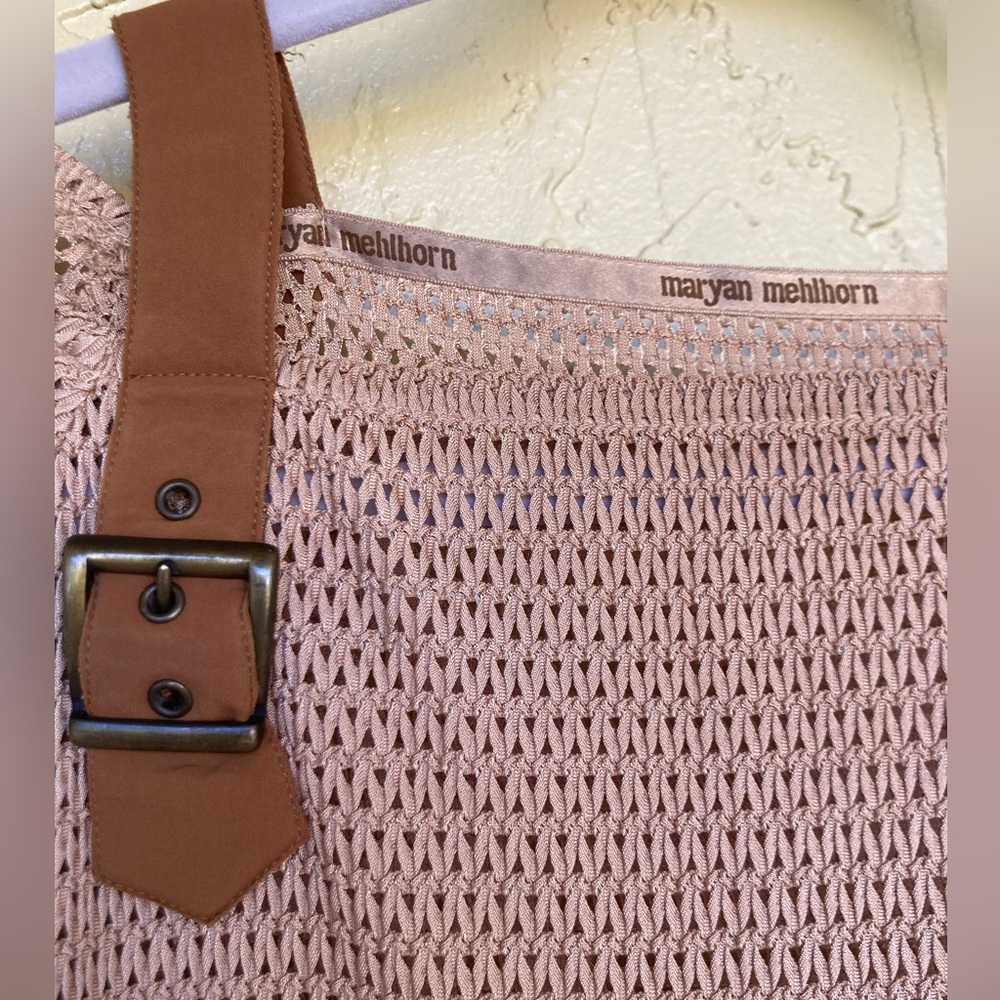 Maryan Mehlhorn Tan Knit Swimwear Cover Up Tunic with Buckle Accents - Picture 3 of 9
